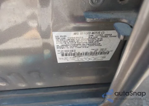 2005 Mercury Montego Premier from USA, damaged, VIN 1MEHM42175G618756